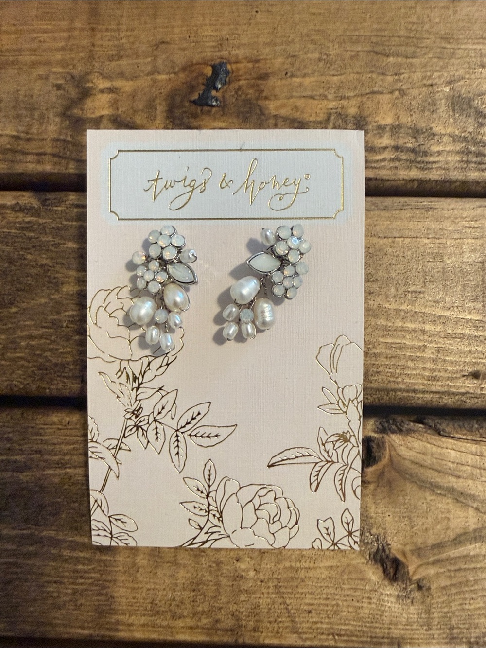 twig & honey Pearl Cluster Statement Earrings - Cream/White